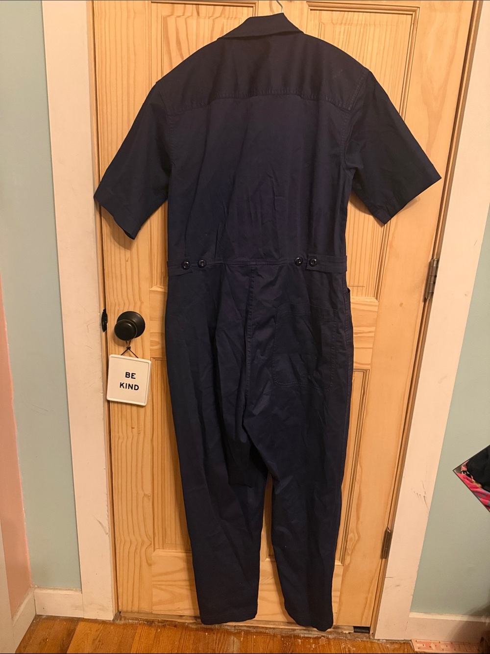 Alex Mill Navy Short-Sleeve Utility Jumpsuit - Picture 3 of 4